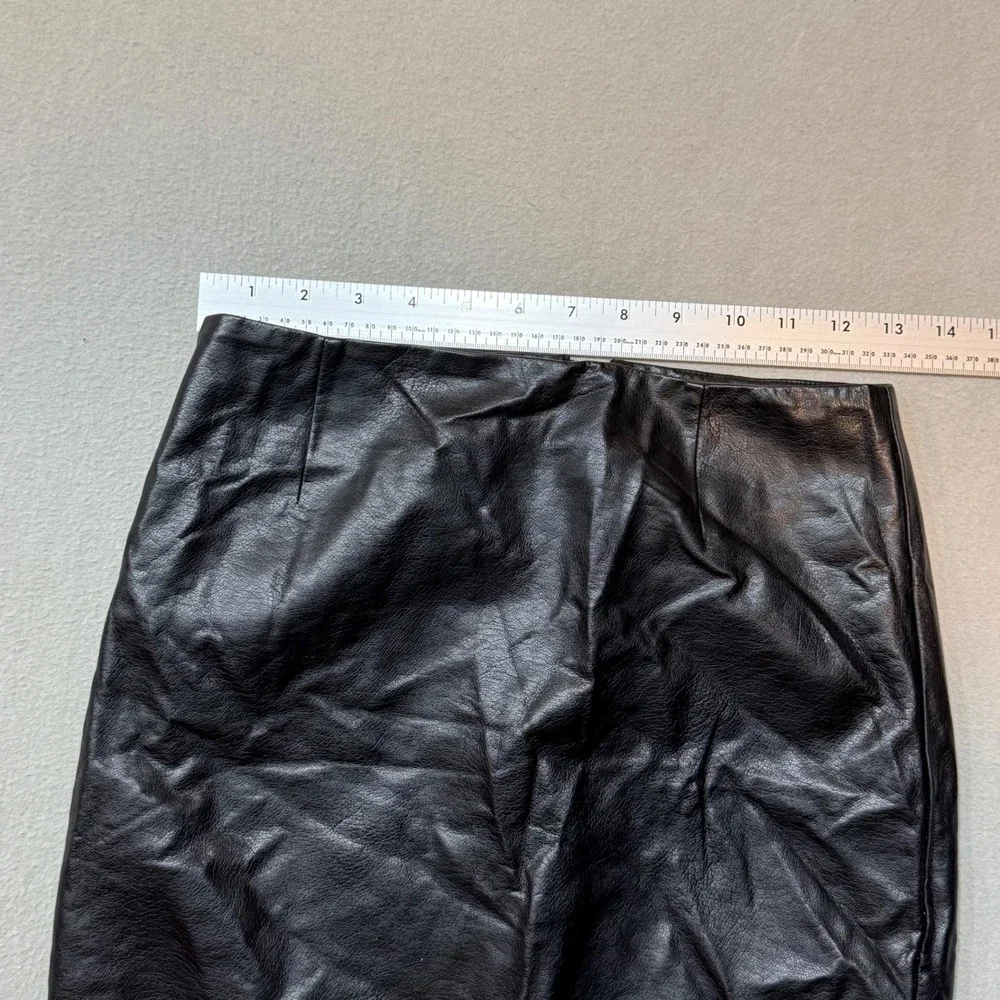 I.N.C. Black Faux Leather Biker Skirt Gothic Rock Band Mob Wife Grommets Women 0